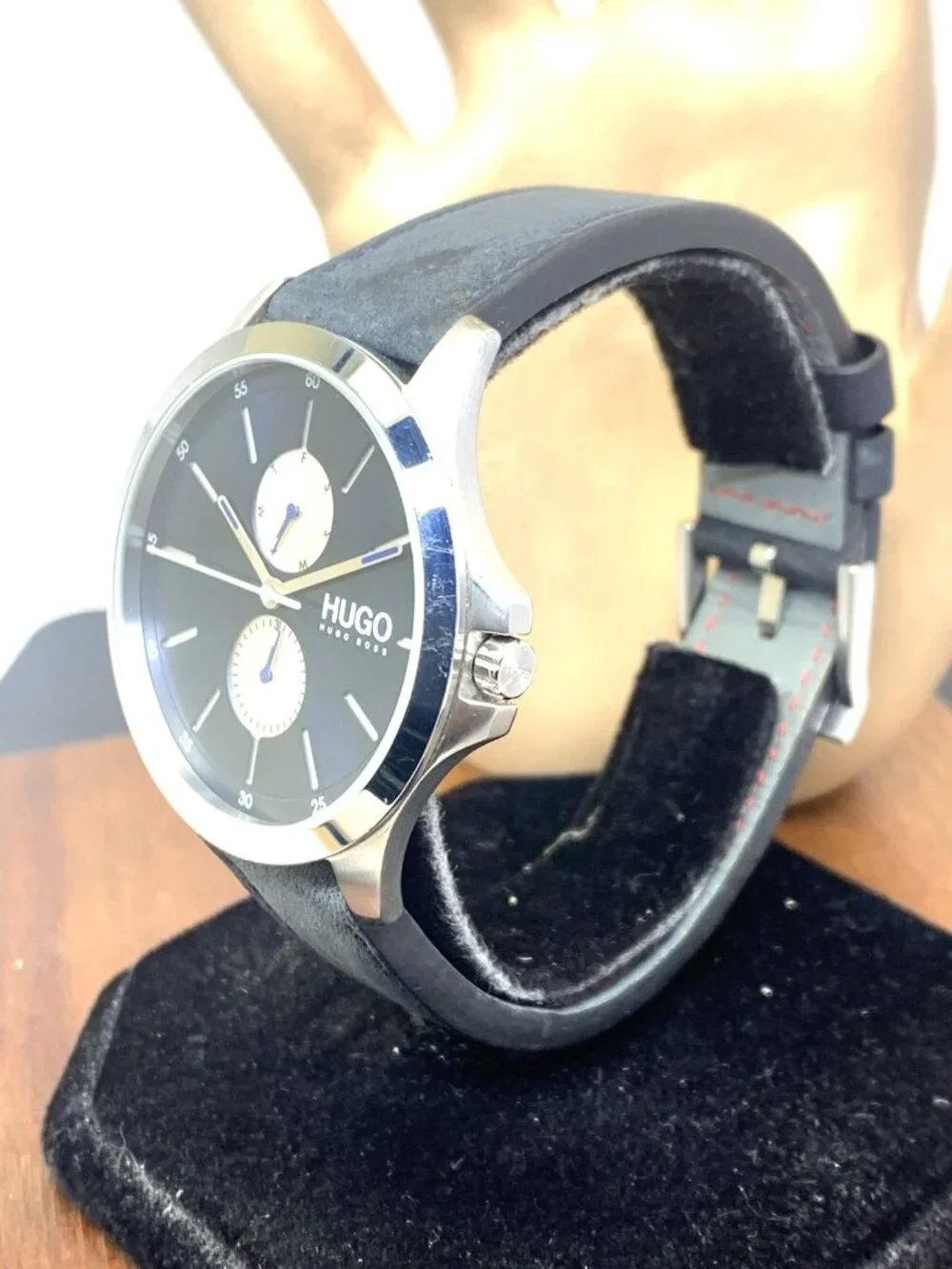 Hugo Boss Men's Watch 1530121 Quartz Blue Dial Leather Band 41mm